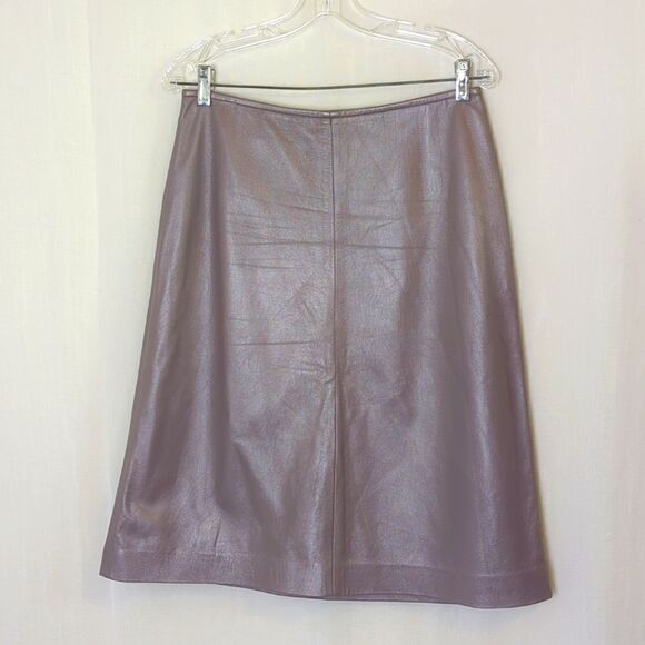 Boyd England Soft Metallic Leather Skirt Pearly Tan Size Large - Picture 1 of 5